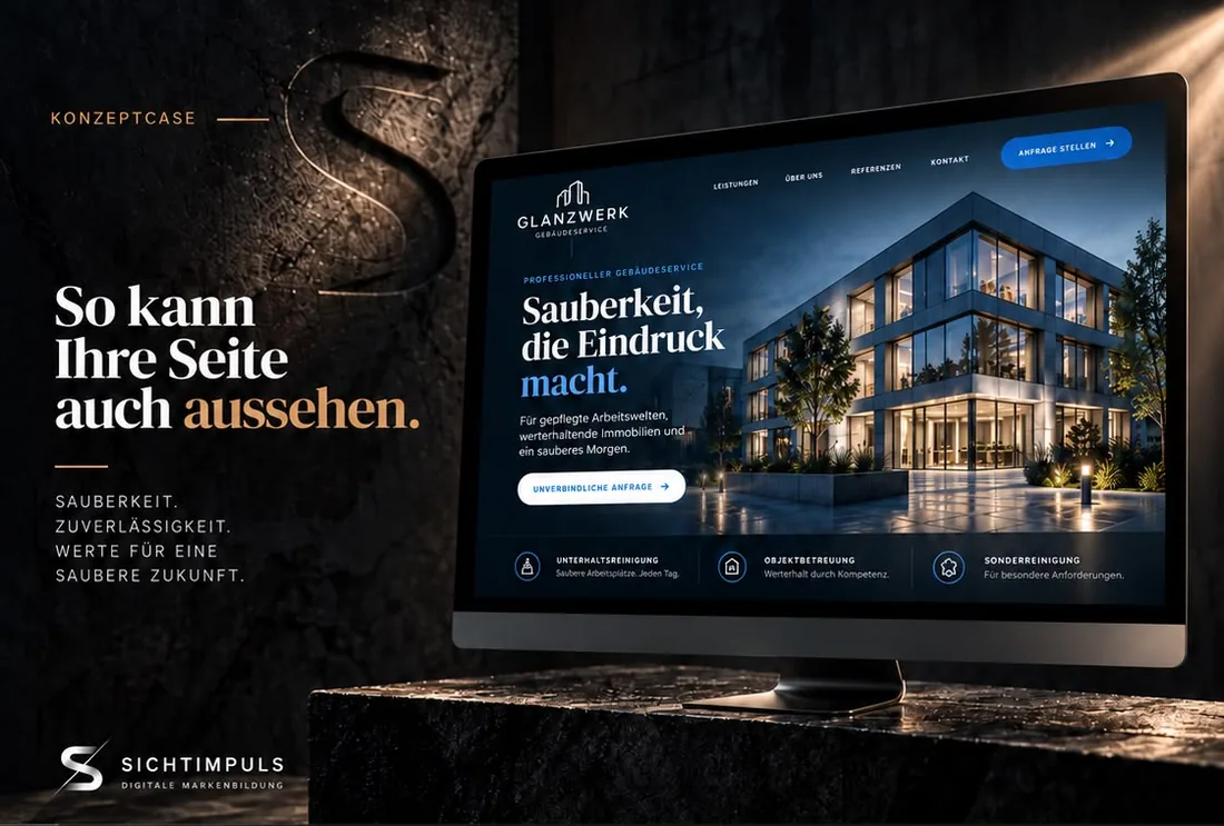 Konzeptcase Glanzwerk Gebäudeservice — Website-Entwurf für einen Reinigungsdienstleister
